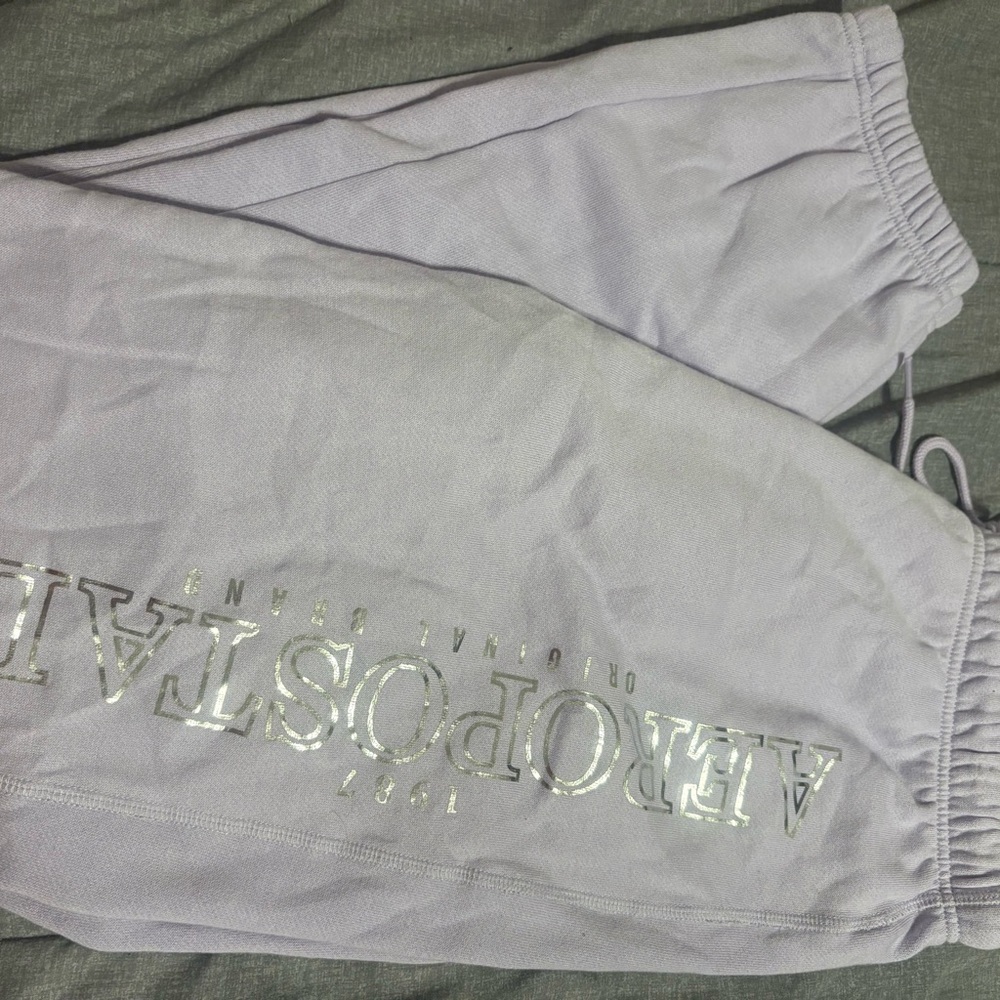 Aeropostale Silver Logo Gray Joggers